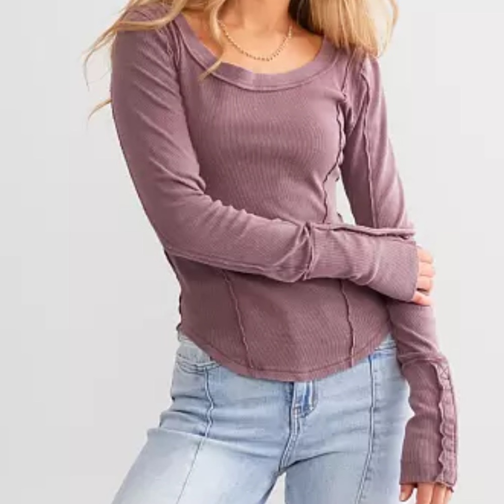 Free People NWT Stuck On You Cuff SNAP Cuffs Long Sleeve Scoopneck Top small